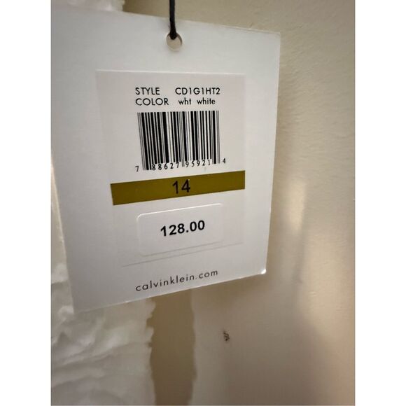 Calvin Klein Womens Dress Sleeveless Strapless 14 White Mini Rose Texture Zip We - Picture 3 of 5